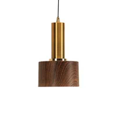 Modern Brown Pendant Light Grain Dome/Round 1 Head Wood Suspension Light for Living Room Bar