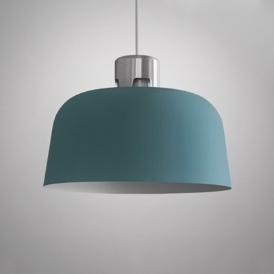 Nordic Blue/Green/Pink Pendant Light Dome Shade One Light Iron Hanging Light for Cafe Bar