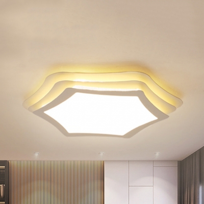 Acrylic Hexagon LED Ceiling Mount Light Modern Warm/White Lighting Flush Light for Bedroom