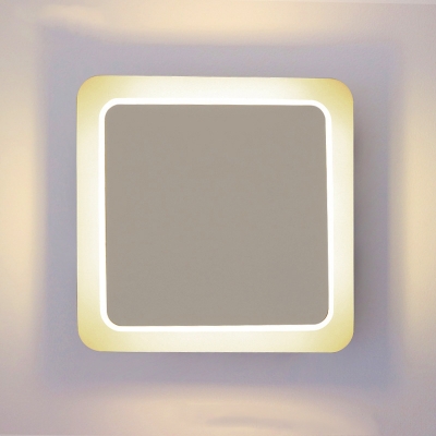 Acrylic Square LED Wall Light Bedroom Hallway Simple Style Black/White Sconce Lamp in Warm