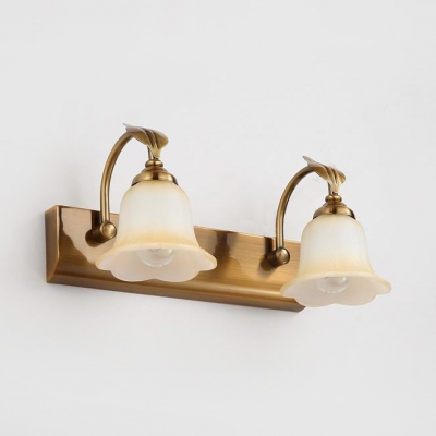Bathroom Floral Shade Wall Light with Leaf Metal 1/2/3/4 Lights Elegant Style Stain Brass Vanity Light