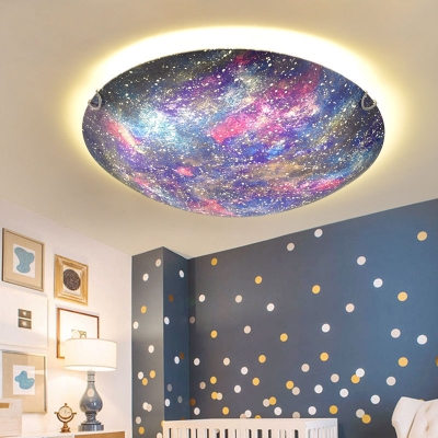 Beautiful Colorful LED Ceiling Mount Light Universe Glass Flush Light in Warm/White for Kid Bedroom