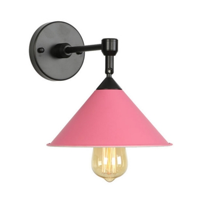 Bedroom Corridor Cone Wall Sconce Metal 1 Light Nordic Style Candy Colored Wall Light
