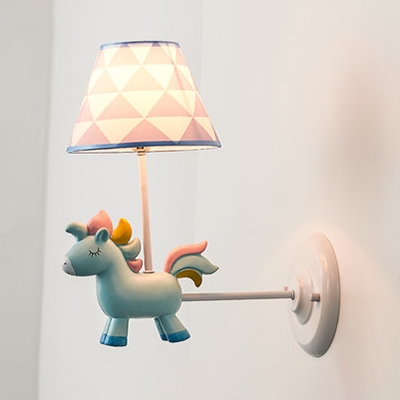 Blue/Pink Unicorn LED Sconce Light 1 Light Lovely Resin Wall Lamp for Boy Girl Bedroom