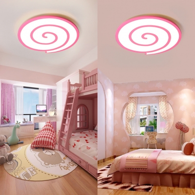 Contemporary Pink LED Flush Mount Light Lollipop Acrylic Ceiling Fixture in Warm/White for Child Bedroom
