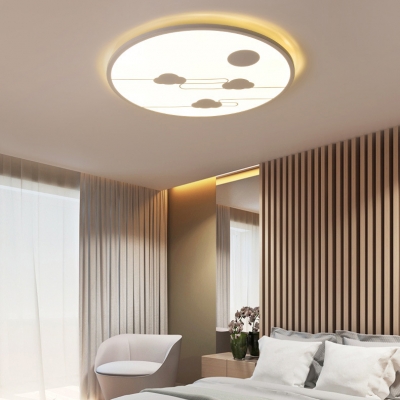 Creative Sky LED Flush Light Acrylic Black/White Ceiling Light in Warm/White/Third Gear for Child Bedroom