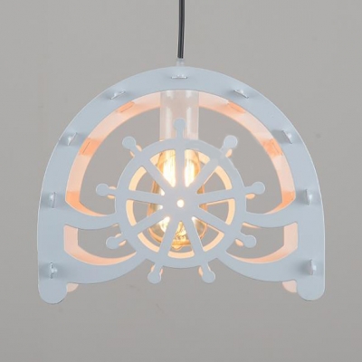 Creative WaterWheel Hanging Light Edison Bulb 1 Light Black/White Pendant Lamp for Restaurant