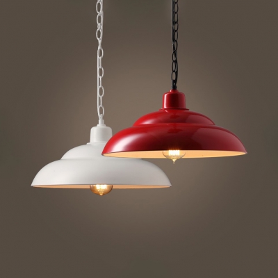 Double Bubble Restaurant Hanging Lamp Metal Single Light Industrial Pendant Light in Red/White