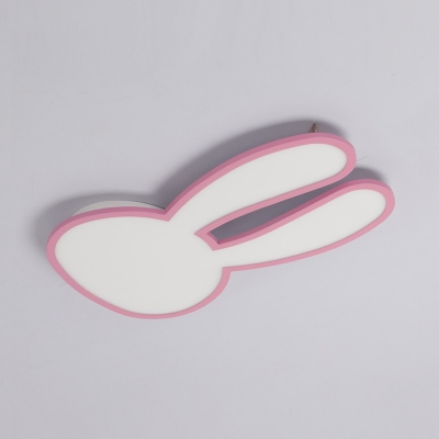 Eye-Caring Rabbit Flushmount Light Cute Stepless Dimming/Warm/White Ceiling Lamp in Pink/White for Foyer