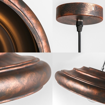 Rust Barn Shade Pendant Light Single Light Industrial Iron Pendant Lamp for Dining Table Bar