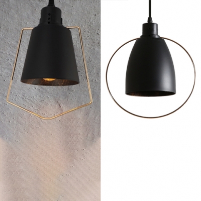 Industrial Bowl/Bucket Pendant Light Metal 1 Light Black Hanging Light for Dining Room Hallway