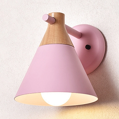 Kitchen Bedroom Conical Wall Light Metal 1 Light Simple Style Macaron Colored Sconce Light