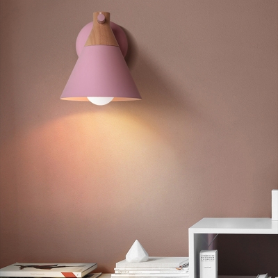 Kitchen Bedroom Conical Wall Light Metal 1 Light Simple Style Macaron Colored Sconce Light