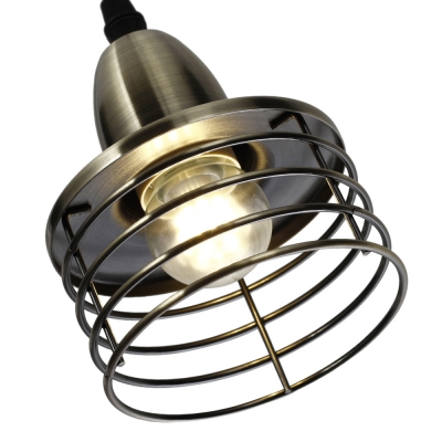 Kitchen Restaurant Wire Frame Ceiling Light Metal 1 Light Industrial Height Adjustable Cord