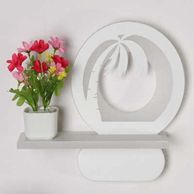 Lovely White Wall Sconce with Shelf Acrylic Plant/Animal LED Wall Light for Girl Boy Bedroom