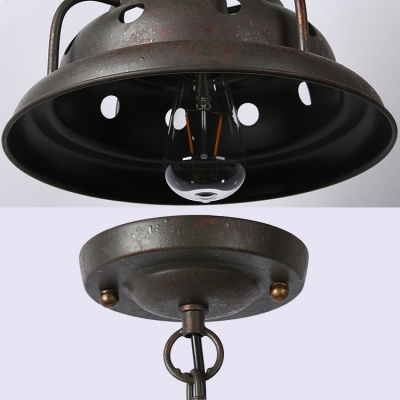 Metal Barn Shade Pendant Light 1 Light Industrial Suspension Light in Rust for Cafe Bar