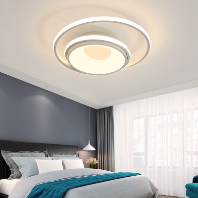 Metal Bowl LED Flush Mount Light Kid Bedroom Simple Style Ceiling Light with Warm/White Lighting