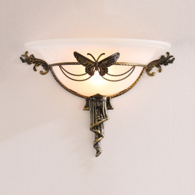 Metal Butterfly Shape Wall Sconce 1 Light Rustic Wall Light in White/Yellow for Dining Room