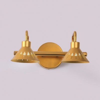 Metal Conical Shade Sconce Light 2/3/4 Lights Traditional Brass Vanity Light in Neutral for Bedroom