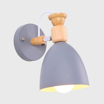 Metal Dome Wall Light Dining Room 1 Light Contemporary Rotatable Sconce Light in Macaron Color