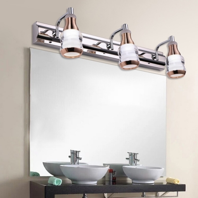 Modern Chrome LED Vanity Lighting Antifogging 2/3 Lights Aluminum Sconce Lamp in Warm/White for Bathroom