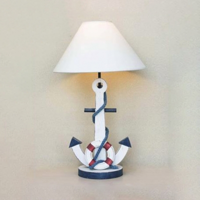 Nautical Style Lifebuoy Study Light Wood 1 Light White LED Desk Light for Boy Bedroom
