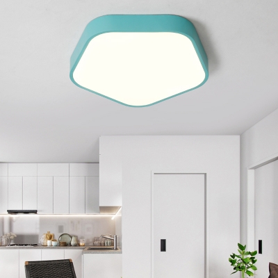 Simple Style Pentagon Ceiling Mount Light Acrylic Candy Colored LED Flush Light in Warm/White for Hallway