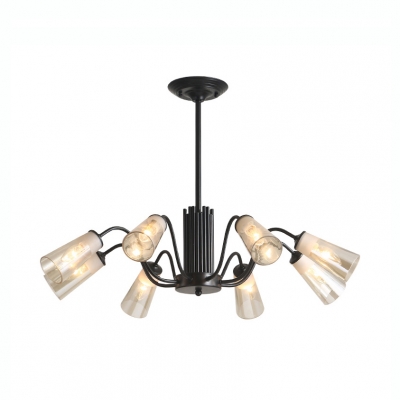 Simple Style Tapered Chandelier Metal 3/6/8 Lights Black Hanging Light for Study Room Hallway