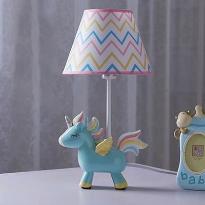 Unicorn Boy Bedroom Reading Light Dimmable Resin 1 Light Cute LED Desk Lamp in Blue