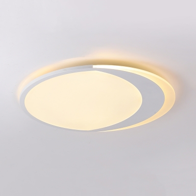 White Crescent LED Ceiling Light Cartoon Acrylic Third Gear/Warm/White Flush Mount Light for Study Room