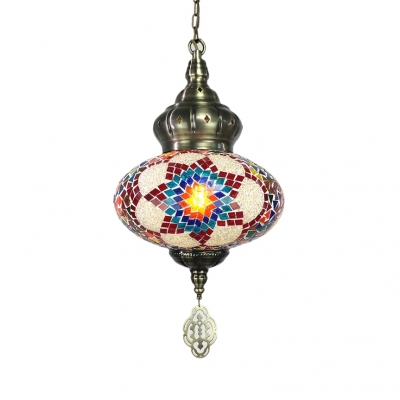 1/3 Pack Glass Spherical Hanging Light 1 Light Turkish Ceiling Pendant in Blue/Multi-Color/Red(not Specified We will be Random Shipments)