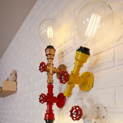 1/5 Pack Industrial Pipe Wall Sconce Wrought Iron 1 Head Multi Color Choice Wall Lamp for Bar