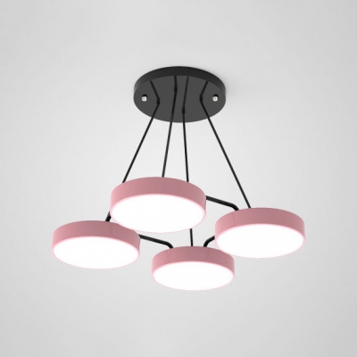 4/6/9 Heads Round Chandelier Simple Style Acrylic Candy Colored Pendant Light for Living Room