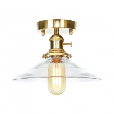 Bell/Cone/Saucer Ceiling Mount Light 1 Light Retro Loft Flush Light in Brass for Bathroom