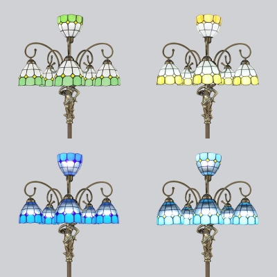 Tiffany Blue/Green/Sky Blue/Yellow Floor Lamp with Pretty Girl 6 Lights Art Glass Floor Light for Bar
