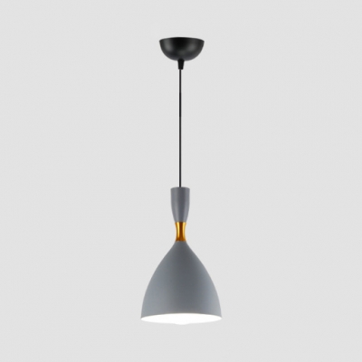 Black/Gray/White Pendant Light One Light Modern Style Aluminum Hanging Light for Restaurant