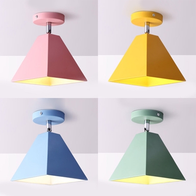 Candy Colored Craftsman Ceiling Mount Light 1 Head Macaron Loft Flush Light for Kid Bedroom