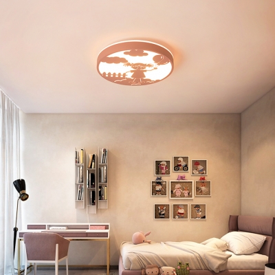 Acrylic Cartoon Girl Ceiling Mount Light Child Bedroom Nordic Style Pink/White LED Ceiling Lamp in Warm/White