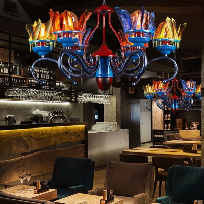 Cafe Restaurant Badminton Chandelier Metal Colorful Feather Industrial Pendant Light