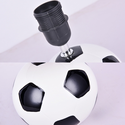 Ceramics Soccer LED Desk Lamp Boy Bedroom 1 Light Sports Theme Reading Light in Black & White