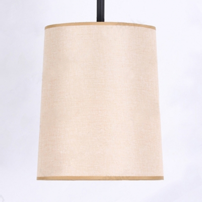 Cylinder Bedroom Foyer Pendant Lighting Fabric 1 Light Simple Style Hanging Light in White