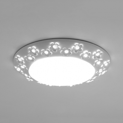 Dining Room Flower Ceiling Fixture Metal Simple Style White LED Flush Mount Light with White Lighting/Third Gear