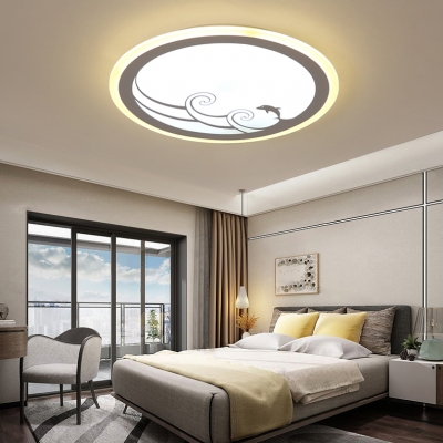 Dolphin Sea Bedroom Ceiling Lamp Acrylic Creative LED Flush Mount Light in Warm/White