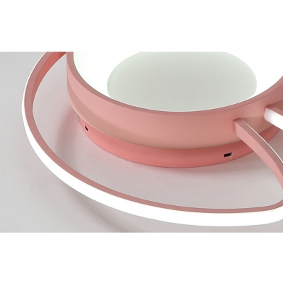 Ear-Shaped Child Bedroom Flush Ceiling Light Acrylic Nordic Blue/Pink LED Ceiling Lamp in Warm/White
