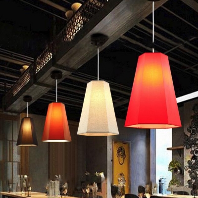 Fabric Trapezoid Shade Pendant Light 1 Light Simple Style Hanging Light for Cloth Shop Bedroom