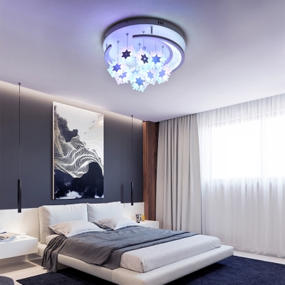 Girl Bedroom Snowflake Ceiling Mount Lihgt Acrylic Modern LED Flush Light in Warm/White