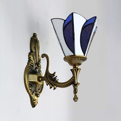 Hallway Restaurant Petal Sconce Light Stained Glass 1 Light Tiffany Style Wall Light