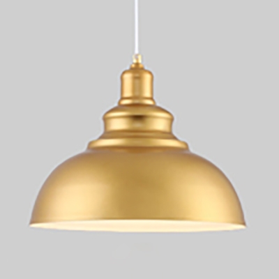 Industrial Dome Shape Ceiling Light Single Light Metal Hanging Light in Gold for Foyer Hallway