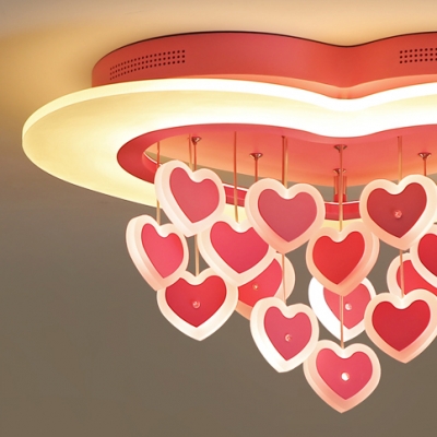 Lovely Heart LED Ceiling Mount Light Metal Pink/White Ceiling Lamp for Girls Bedroom