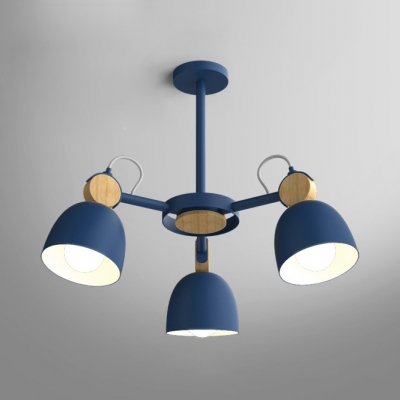 Macaron Loft Domed Chandelier 3/6/8 Lights Metal Suspension Light in Blue/Coffee/Gray for Villa